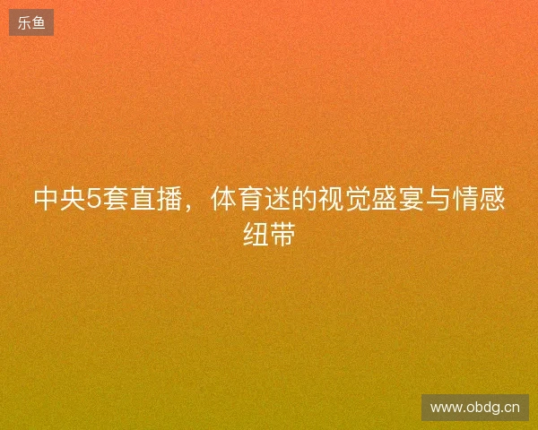 中央5套直播，体育迷的视觉盛宴与情感纽带